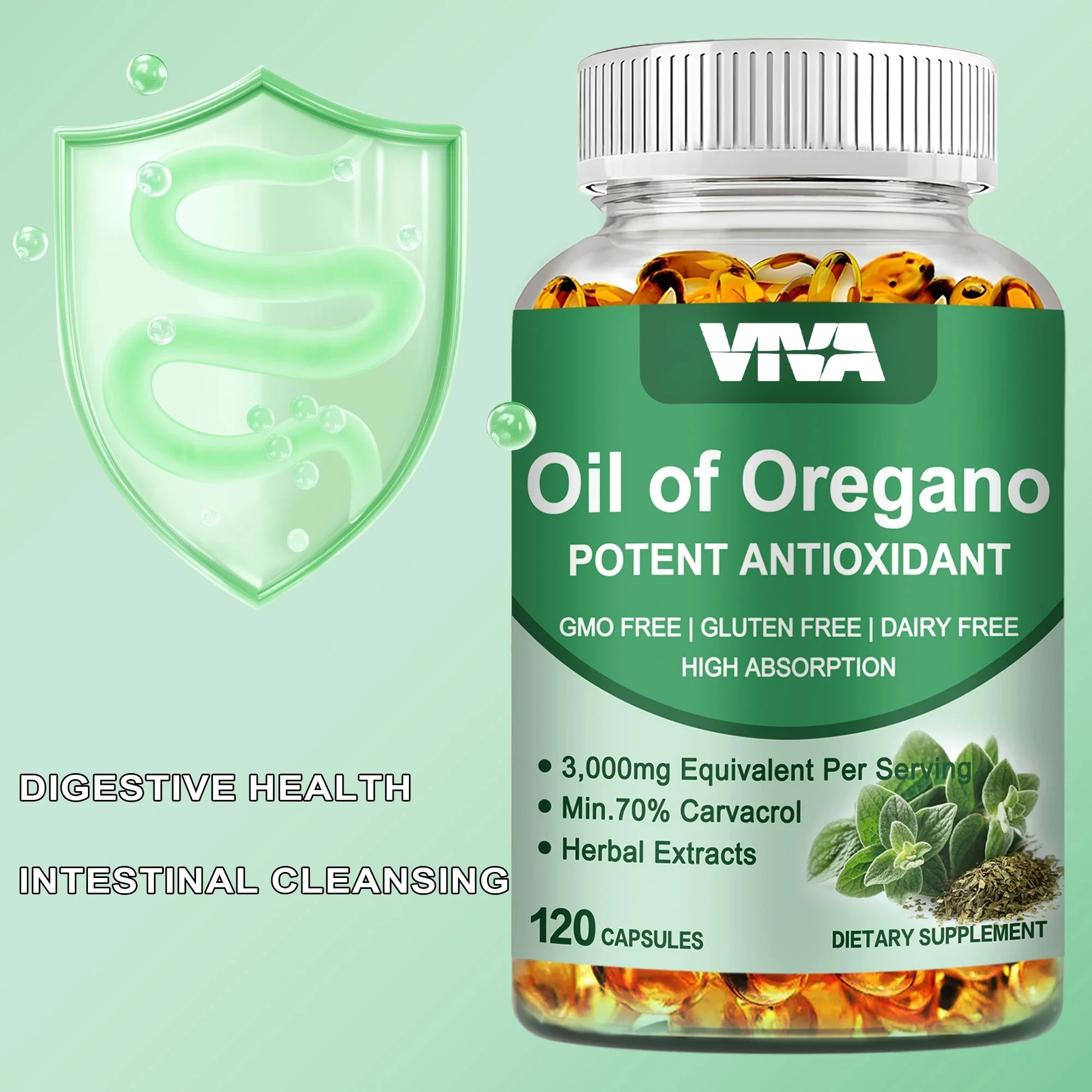 Oil of Oregano - Intestinal Cleansing, Natural Antioxidant, Improve Mood, Supports Gut & Kidney Health, Boosts Immunity, Non-GMO