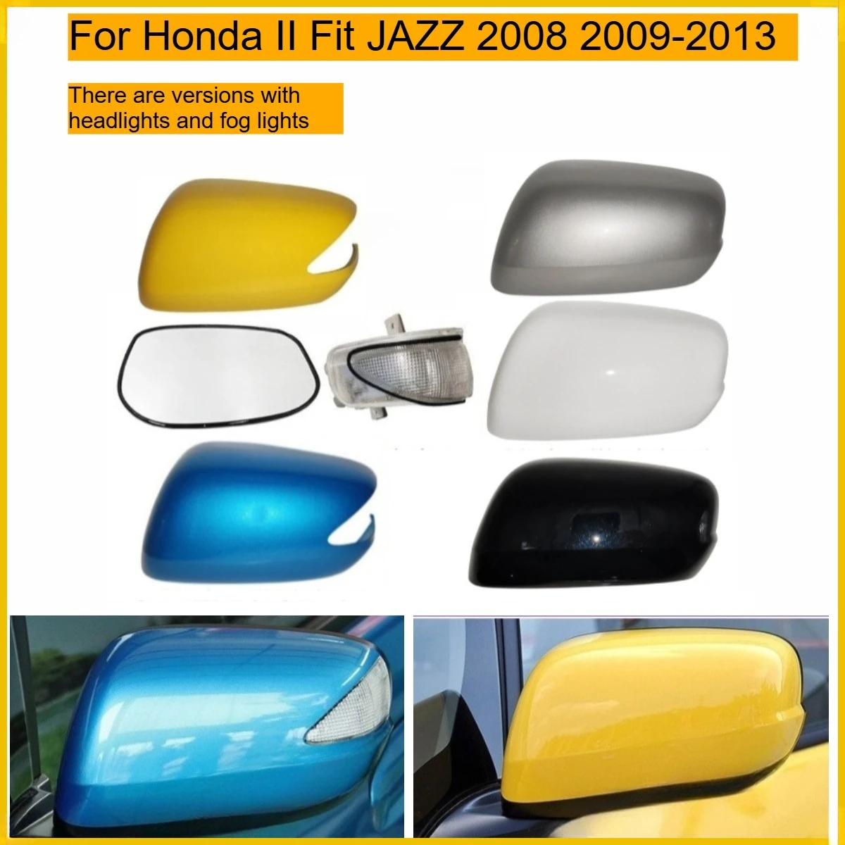 For Honda II Fit JAZZ 2008 2009-2013 Car Reversing Mirror Housing Rearview Mirror Cover Turn Signal Lens Replacement Accessories