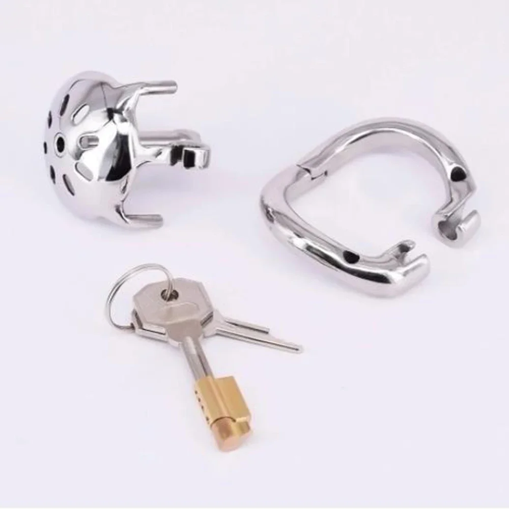 Super Small Stainless Steel Male Chastity Devices Cock Cage With Catheter Penis Lock Cock Ring Sex Toys For Men Chastity Belt