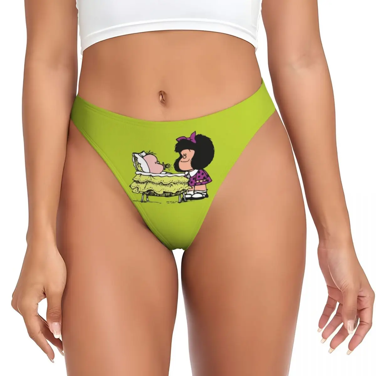 

Custom Humor Manga Mafalda G-string Thongs Womens Breathable Stretch Panties Underwear