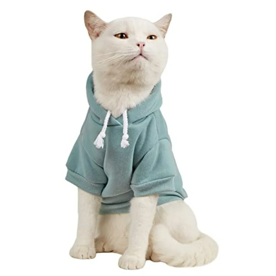 

Basic Dog Hoodie Sweatshirt Puppy Sweater Warm Cat Costumes Pet Clothes for Chihuahua Puppy Kitten Dogs Cadet Blue