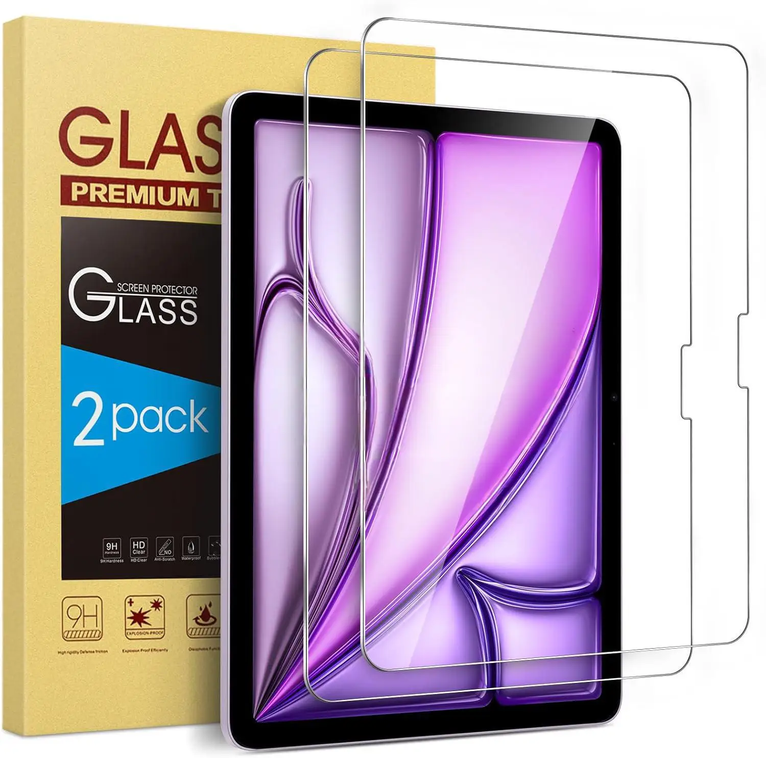 

2pcs 9H Tempered Glass For iPad Air 13 inch 2024 2025 M2 M3 A2899 A3269 Clear Screen Protector Anti Scratch Protective Film