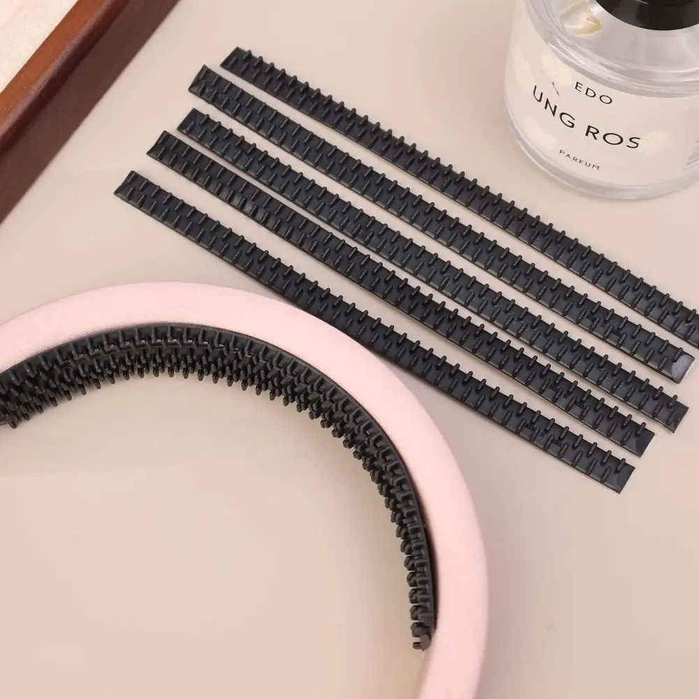 

5Pcs Two Rows Teeth Shaped Anti Slip Strip with Back Adhesive DIY Handmade Headband Anti-slip Strip Black