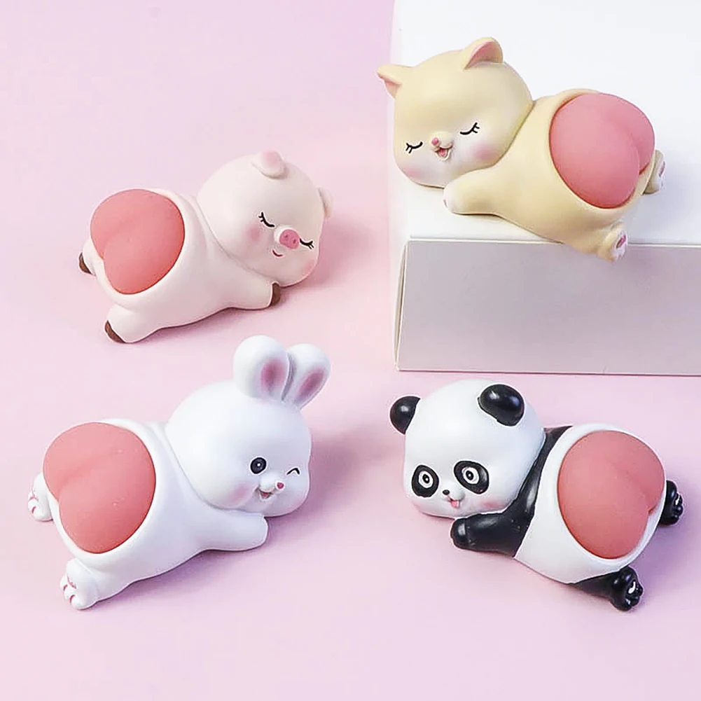 Funny Soft Squishy Peach Butt Ornament Cute Panda Cat Pig Rabbit Relief Stress Squeeze Table Decoration Crafts Figurines