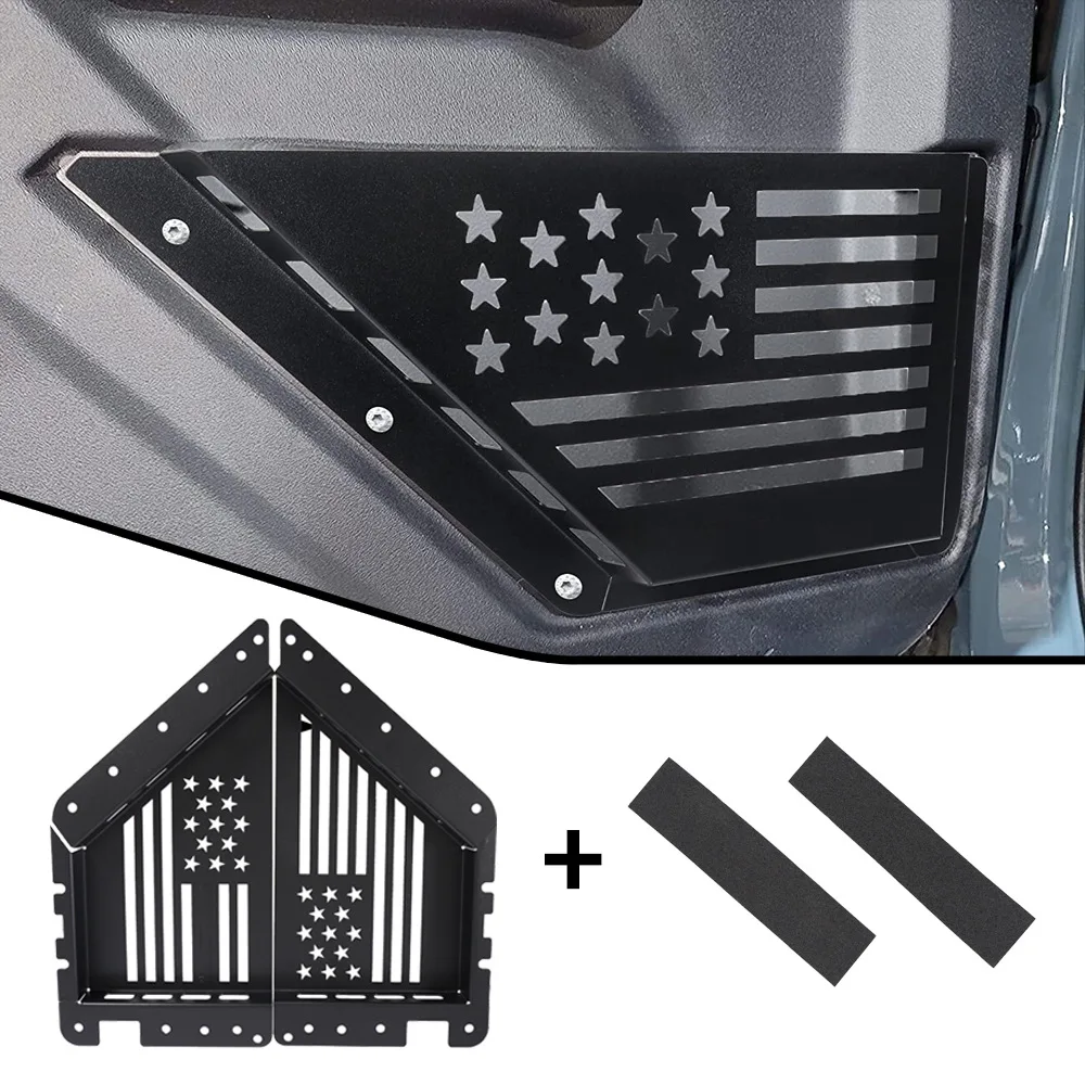 

Front Door Storage Pockets for Bronco,Interior Accessories for Ford Bronco 2021 2022 2023 2/4 Door Accessories,2Pcs (Black,Flag)