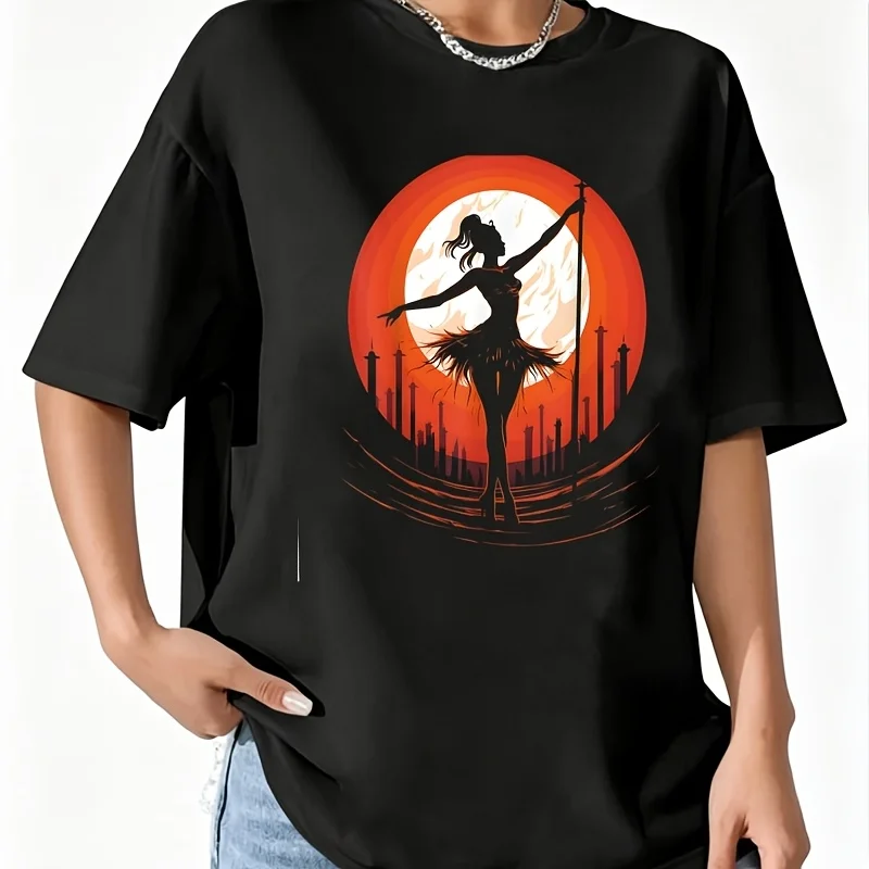 Shadow Dancer Tsukiryo Kazujo City View Women's 100% Cotton T-Shirt Short Sleeve Top Casual Round Neck Fun Print Tee S-5Xl