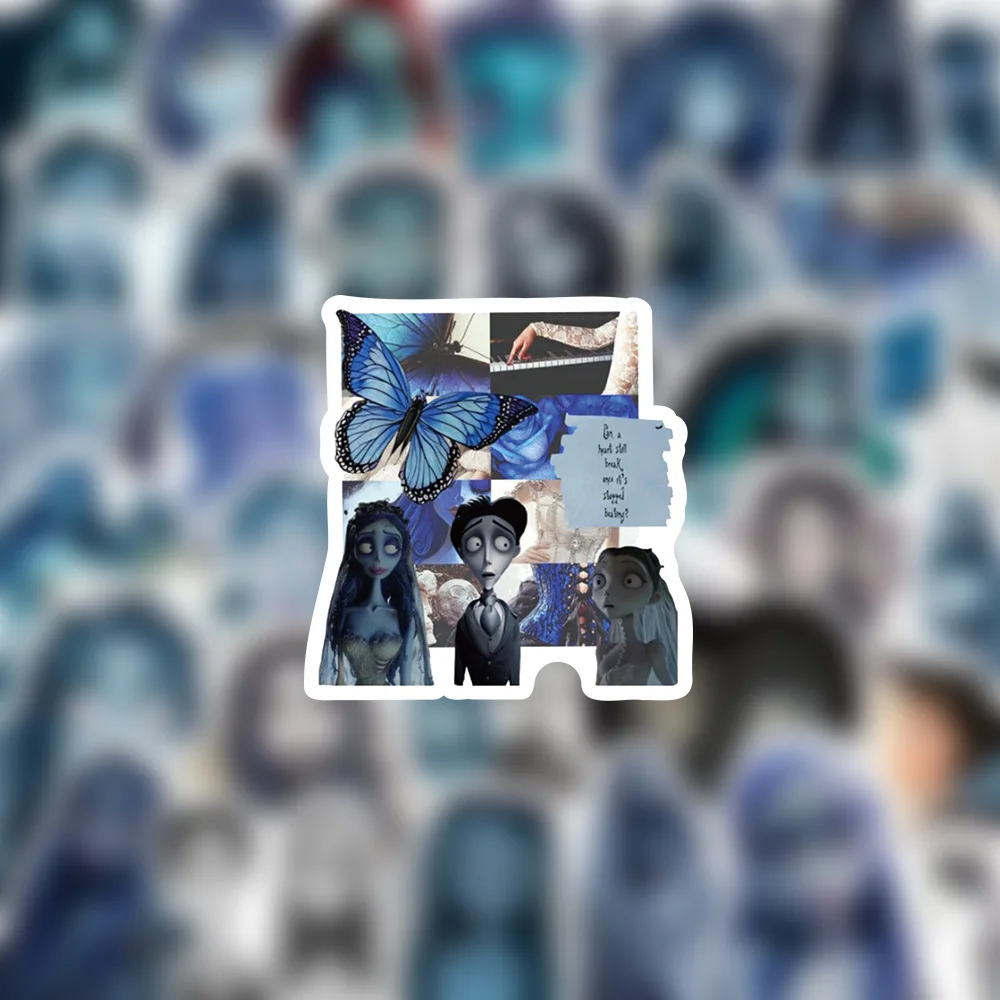 50 Uds. Pegatinas de novia cadáver de Tim Burton, pegatinas de grafiti de animación de dibujos animados, decoración transfronteriza, pegatinas para cuaderno de coche