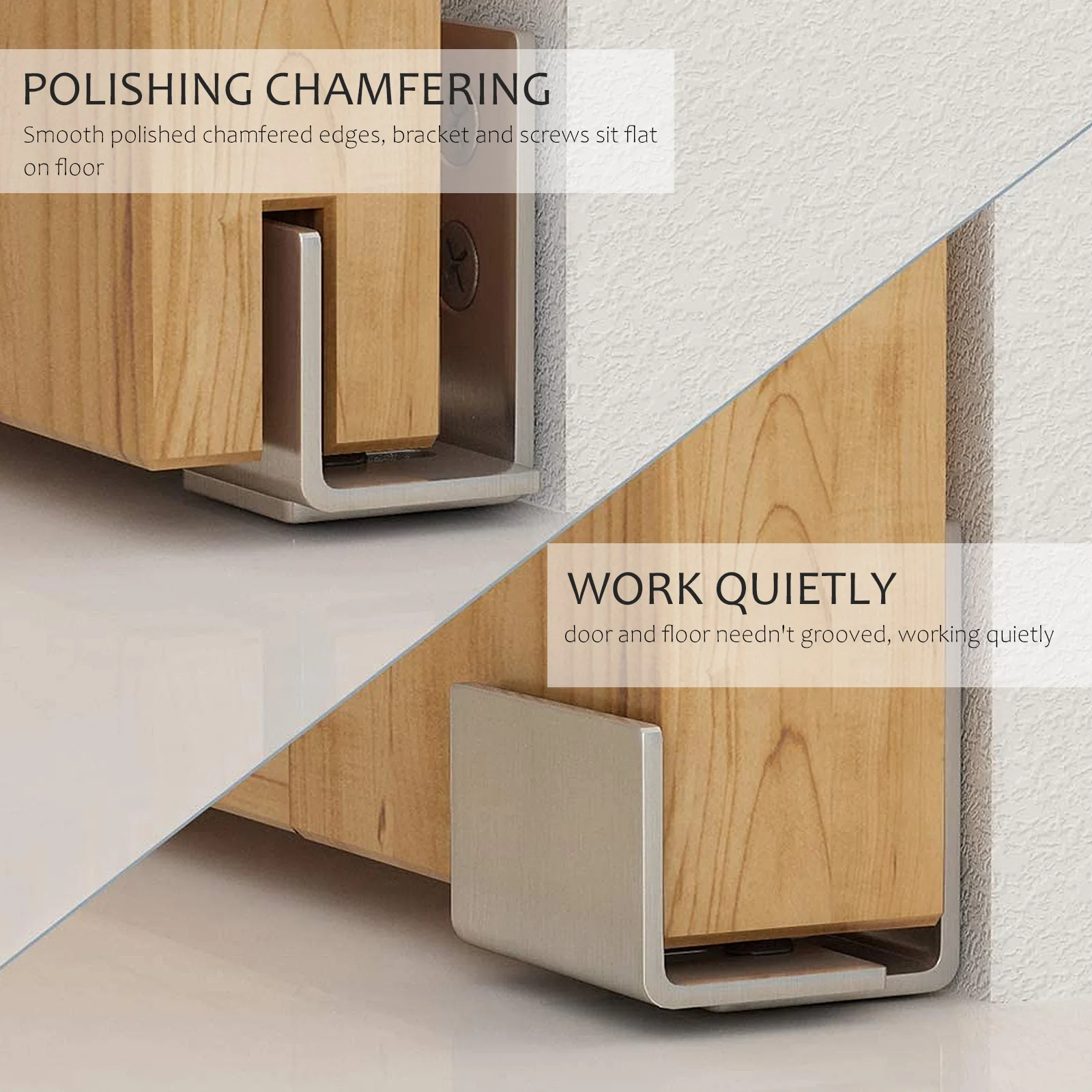 

2Pcs Sliding Barn Door Floor Guide Stainless Steel Adjustable Bottom Stay Roller Smooth Polished Metal Track for Door Protection