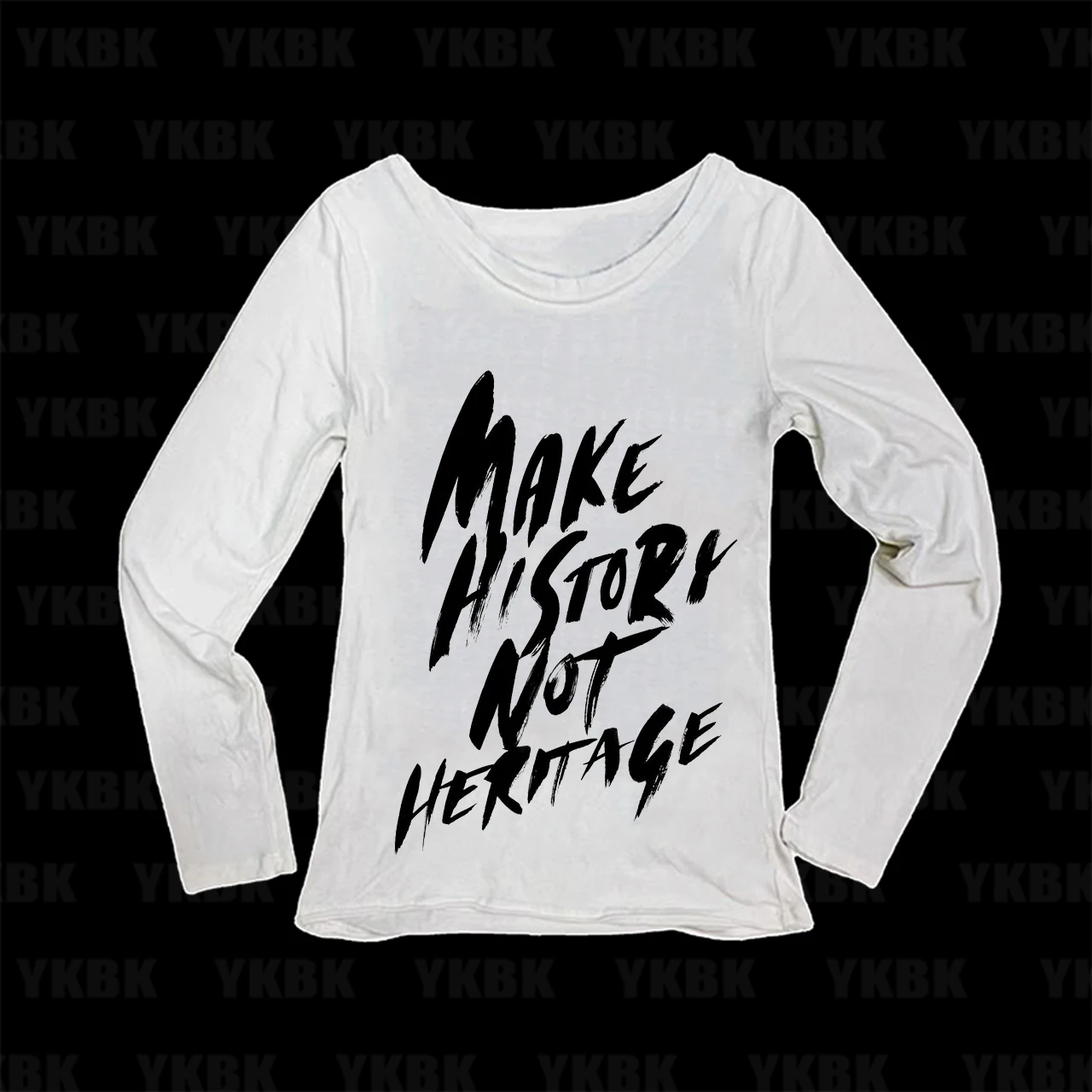 Make History Not Heritage Letter Print Women Long Sleeve T‑Shirt Casual Slim Fit Ladies Fashion Tops