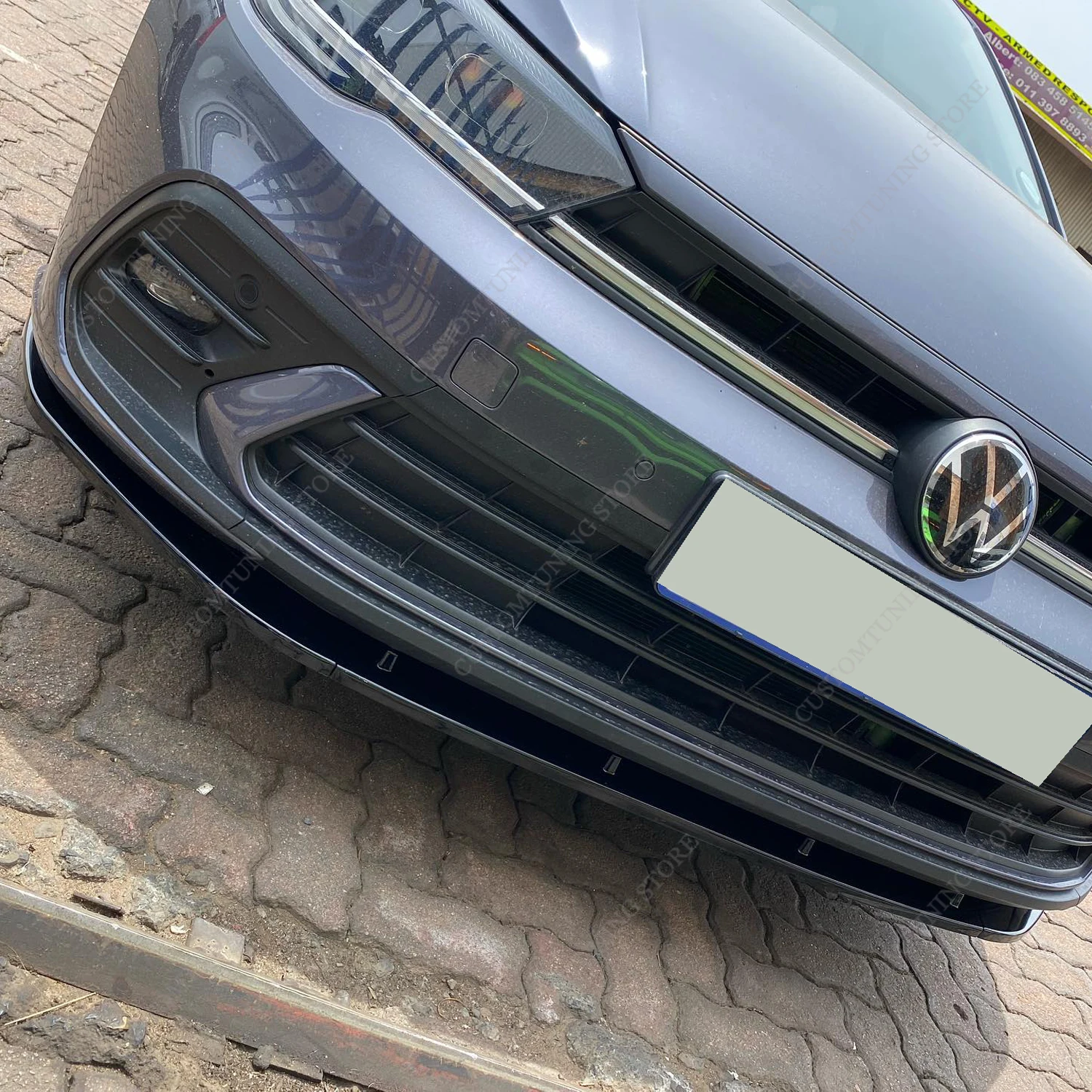 Gloss Black ABS CS Style Front Bumper Lip Spoiler Splitter For VW Polo 8 AW TSI TGI GTI R-line 2021-2024 Lci Bodykits Tuning