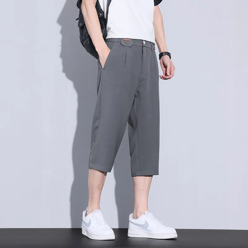 GIOIOMen's Cropped Casual Pants，2025Spring and Summer New Loose Straight Thin Men's Pants，Fashionable All-Match Cropped Trousers