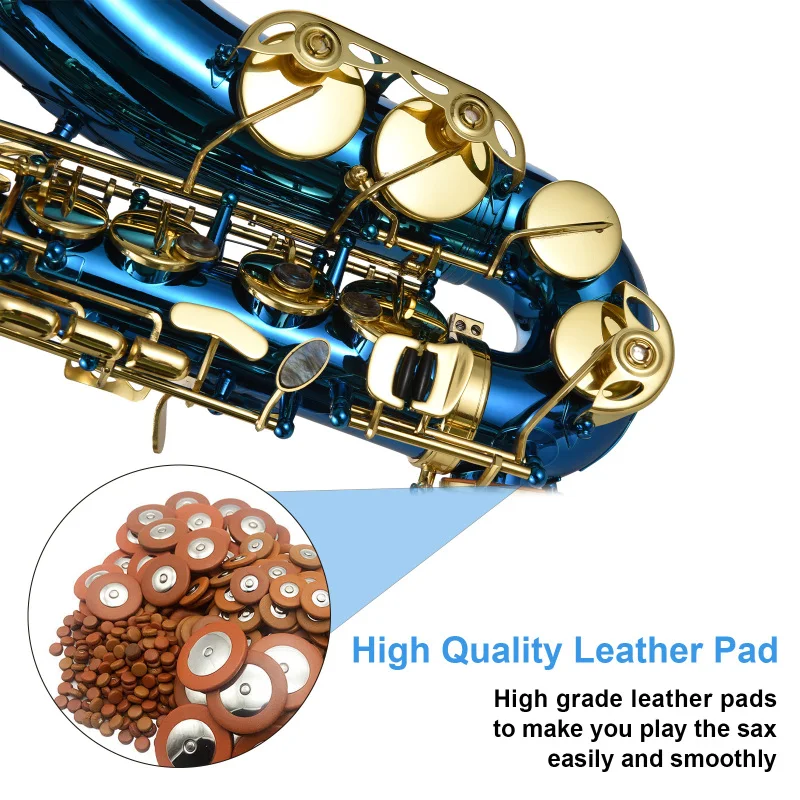 Brass Engraved Eb E-Flat Alto Saxophone Sax Abalone Shell Button Wind Instrument&Saxophone Mouthpiec with Case Glove Clean Cloth