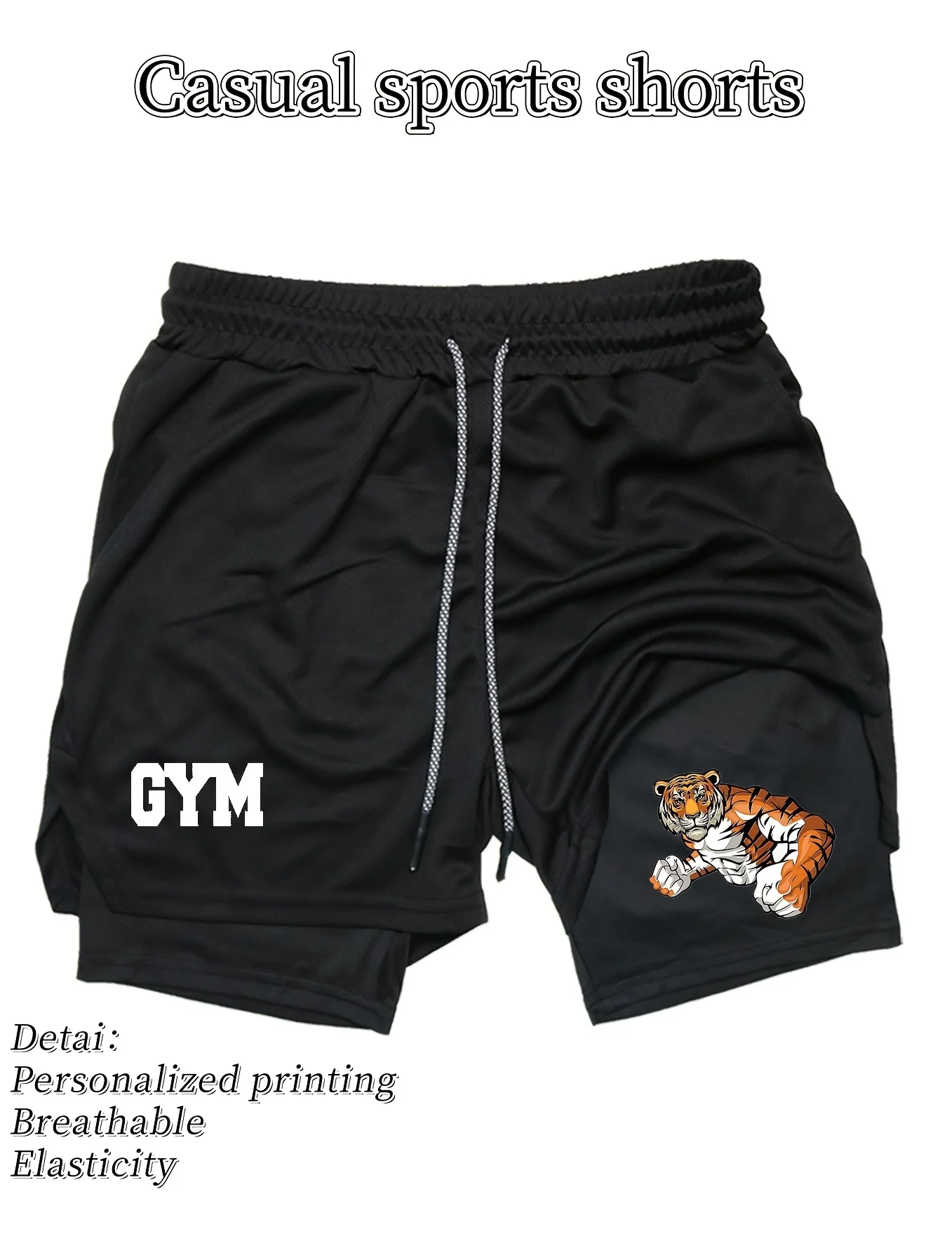 

2025 модные мужские двухслойные шорты для фитнеса на лето, быстросохнущие и дышащие