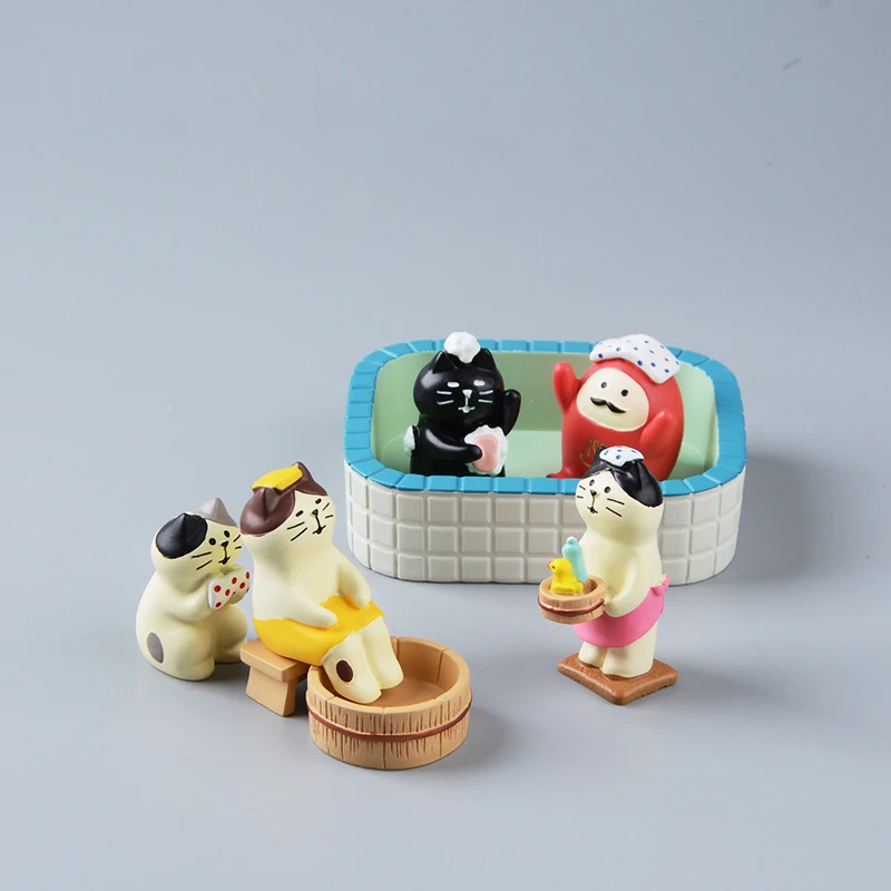 Japońskie artykuły spożywcze Zakka seria kąpieli ozdoby strona główna Kitty żywica piękny ozdoby prezent mikrofilm DIY scena wystrój pokoju