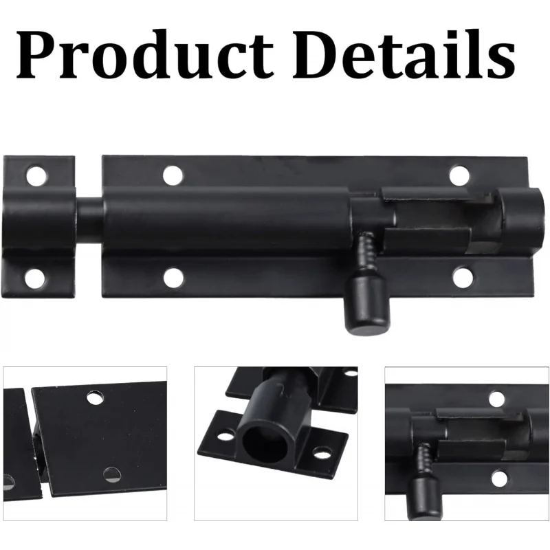 2-3 robuste Schieberiegelriegel – mattschwarzer Legierungsschraube, einfache Installation