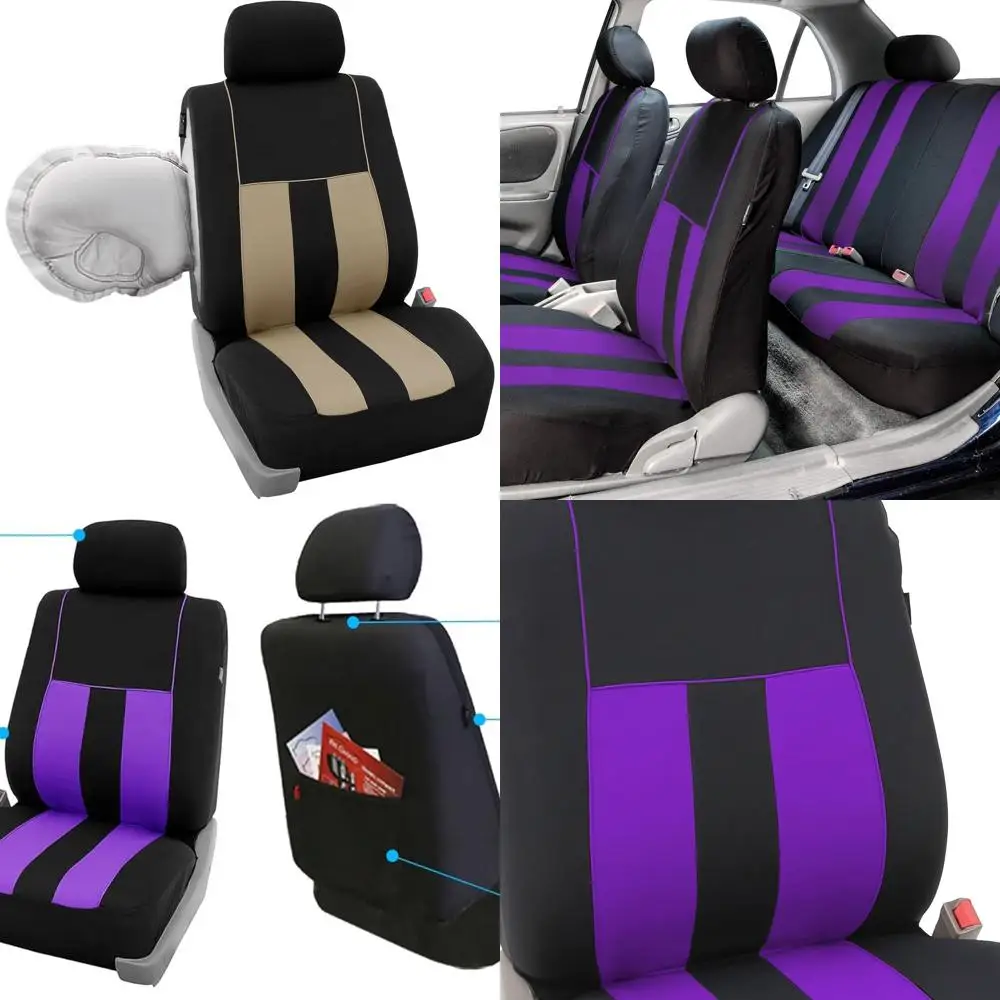 

Three Row 7 Seater Striking Striped Full Set Car Seat Covers, Airbag Compatible & Split Ready – Universal Fit for Cars Trucks &