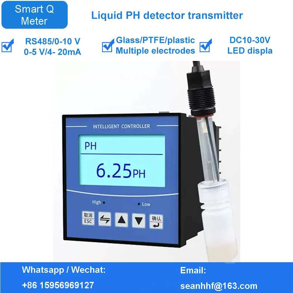 Online pH meter industrial electrode probe controller acid test sewage orp detector pH value sensor transmitter RS485 4-20MA