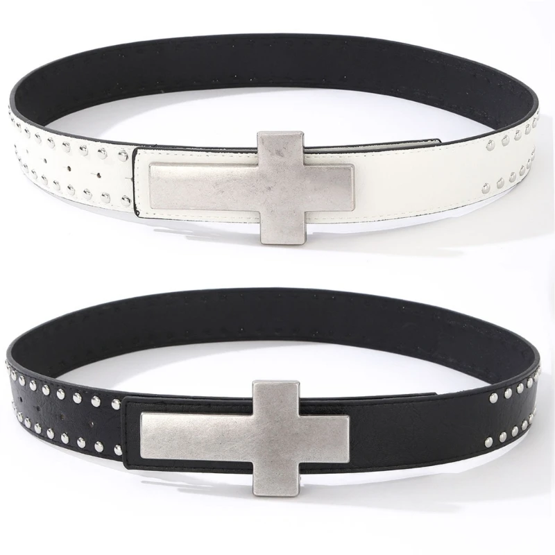 Adjustable Studded Waist Belt with Front Hardware Detail, PU Look Finish, and 105 Wear for Party Looks and Daily Styling
