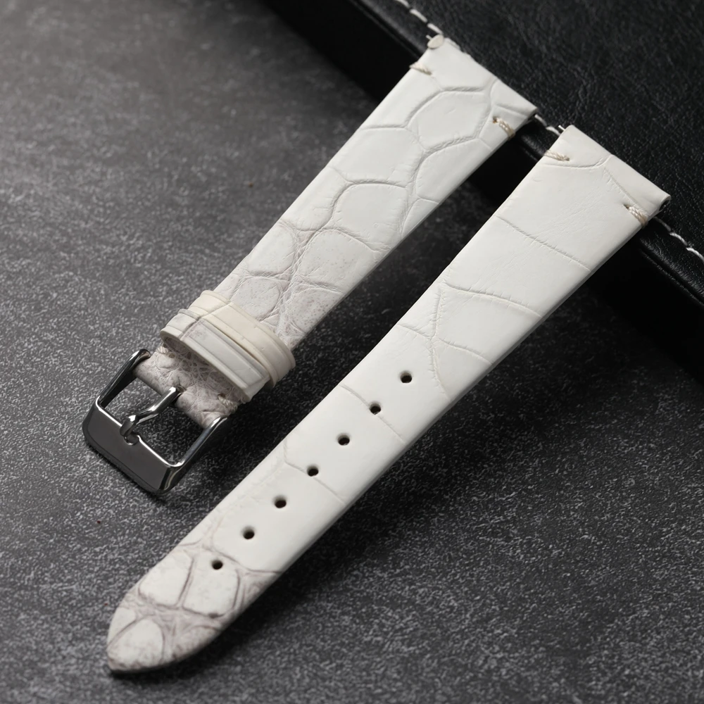 Handmade Crocodile Leather Strap Himalayan White Genuine Leather 20mm*16mm Vintage Ultra-Thin Quick Release Men Bracelet vintage