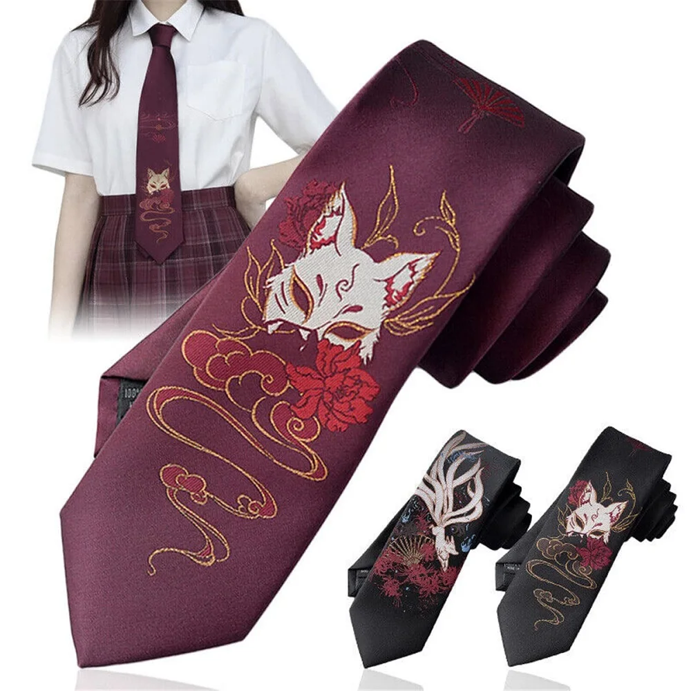 

1/3pcs Anime Fox Tie Neck Cosplay JK Clothing Uniform Lolita Harajuku Kawaii Necktie Black College Costume Props Accessories