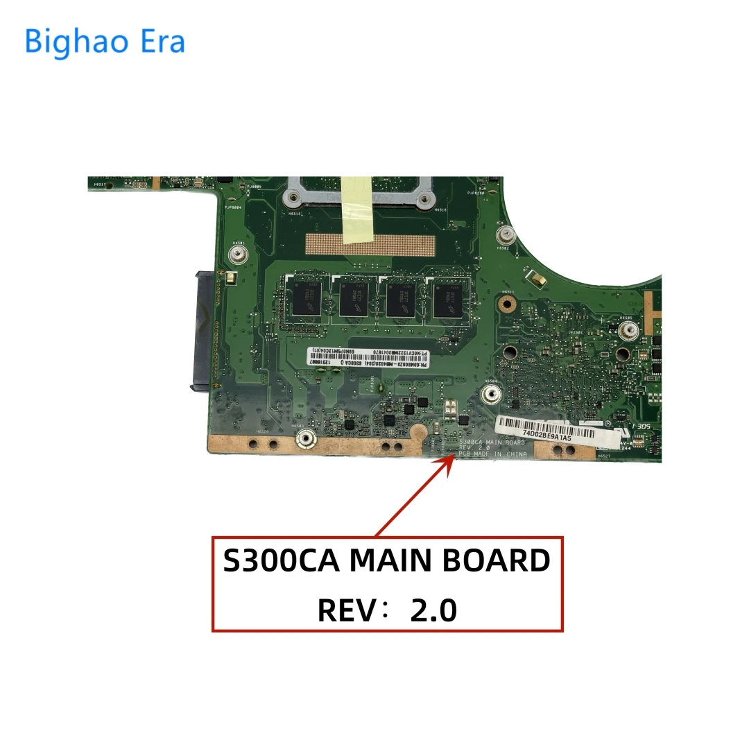 Bighao Era-Placa-mãe portátil para ASUS Vivobook, CPU, 4GB de RAM, S300C, S300CA, i3-3217U, i5-3317U, S300CA, S300CA, Bighao Era