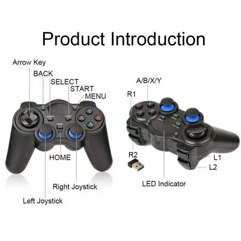 Wireless Game Controller Joystick Gamepad with OTG Converter for PS3 Android TV Box Raspberry Pi 4 Retropie Retroflag NESPi