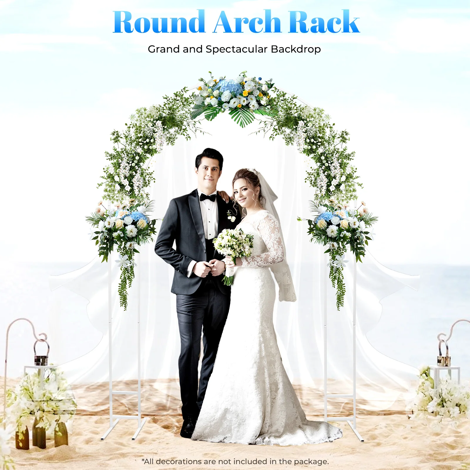 

Белая круглая подставка для фона, прочный стальной свадебный декор для вечеринки, фотобудка, сад с легкой сборкой