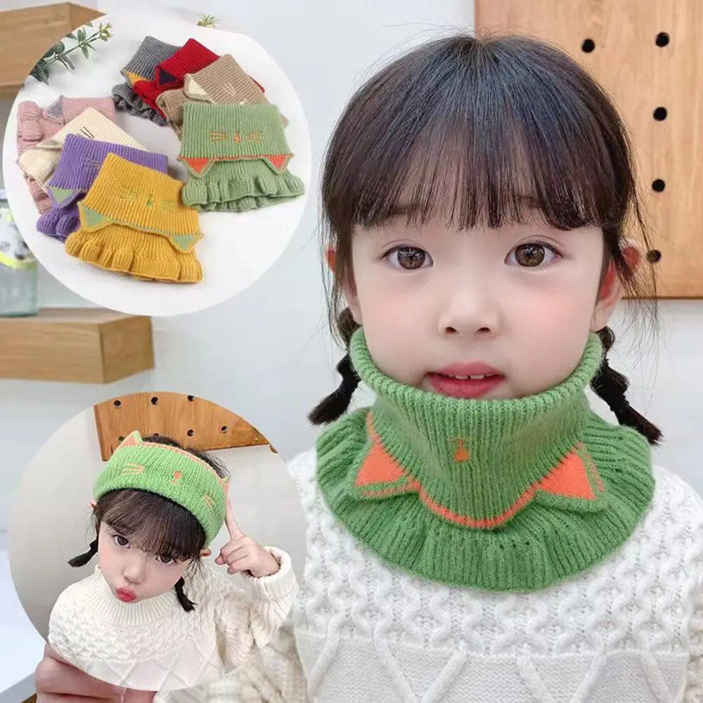 Baby Boys Girls Cartoon Cute Detachable Kids Knitted Scarf Fake Collar Neck Warmer Warm