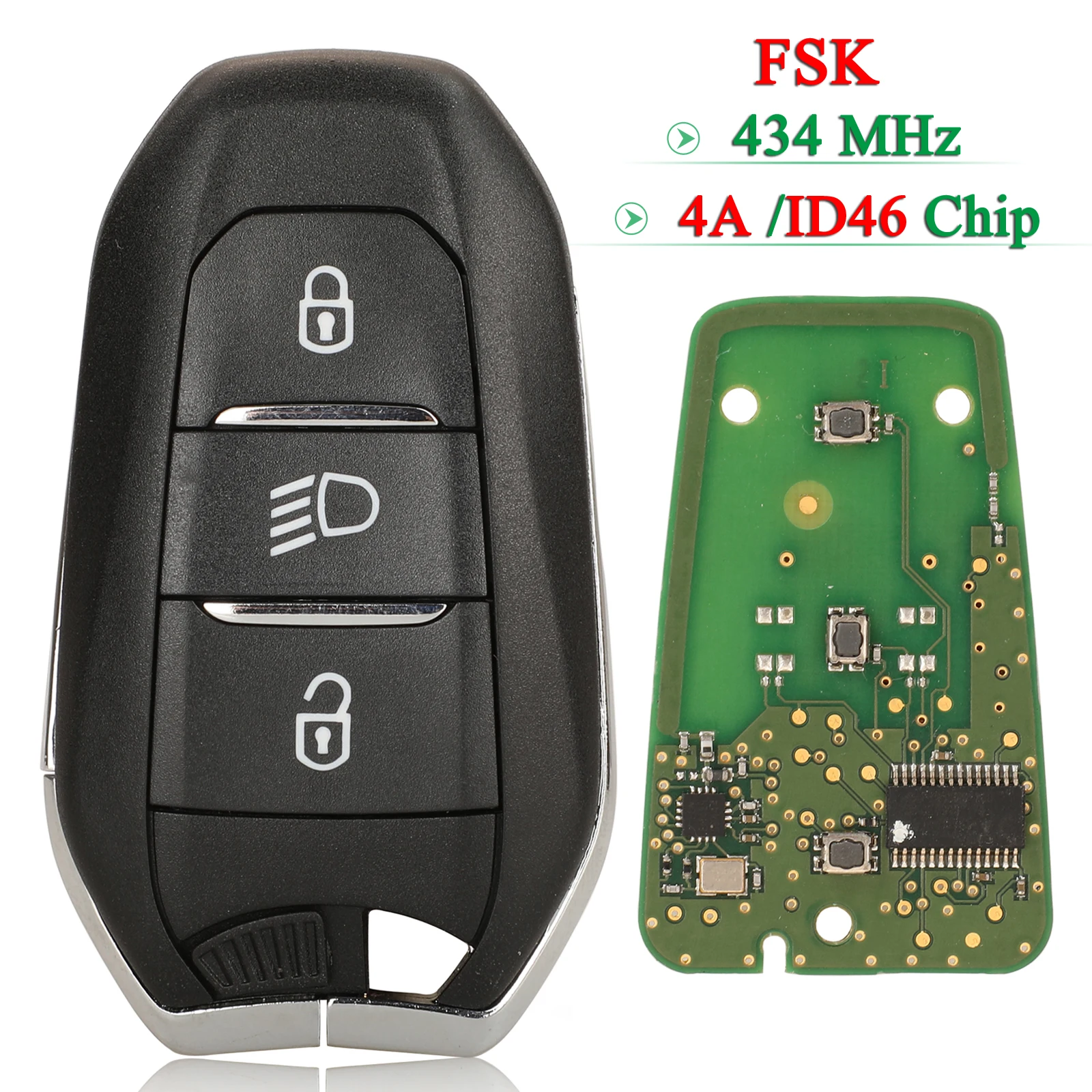 jingyuqin FSK 434Mhz For Peugeot 3008 (P84) 5008 (P87) Fit Citroen C3 C5 Control Car Key 4A/id46 Chip VA2 HU83 Blade Fob 3Button