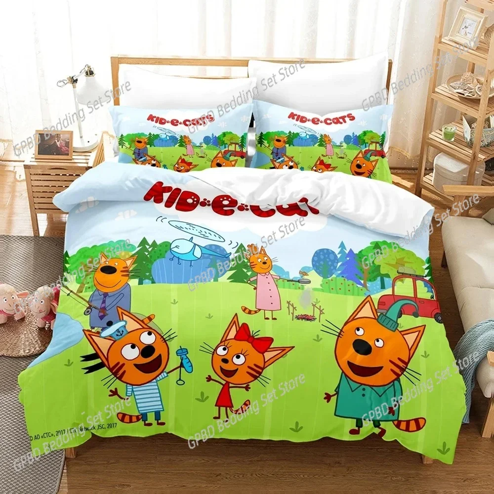 3D Print Kid-E-Cats Cartoon Bedding Set 3D Printed Suitable for Bedroom Duvet Cover Set With Pillowcases Kids Home Textile