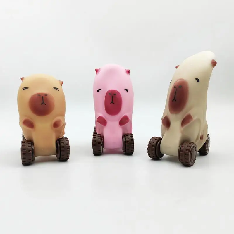 Capibara Knijpspeeltje met Wielen Anti-stress Creatief Vent Speelgoed Gezellig Grappig Knijpspeeltje Voor Kinderen Volwassenen Verjaardag Kerstcadeaus