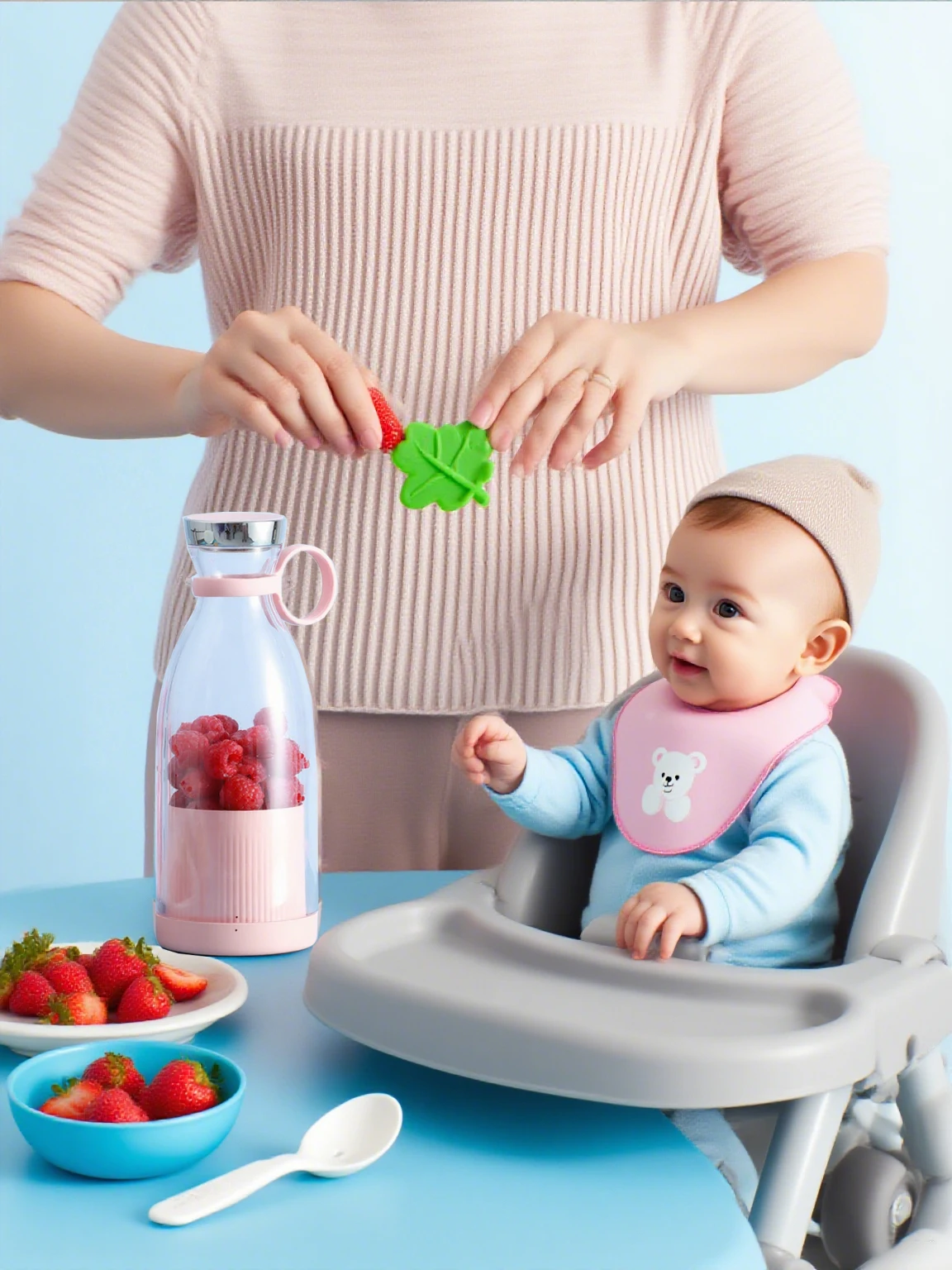 1pc ワイヤレスベビーフードメーカー、磁気充電ポータブルブレンダー、幼児ピューレ、自家製ジュース & 幼児スナック用