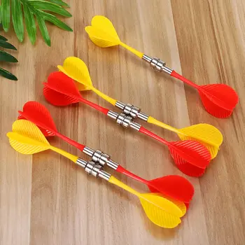 Agulha de substituição para dardos, 8cm, asa de plástico, dardos magnéticos, jogo bullseye, brinquedos para placa magnética de dois lados, vermelho e amarelo, com 10 peças