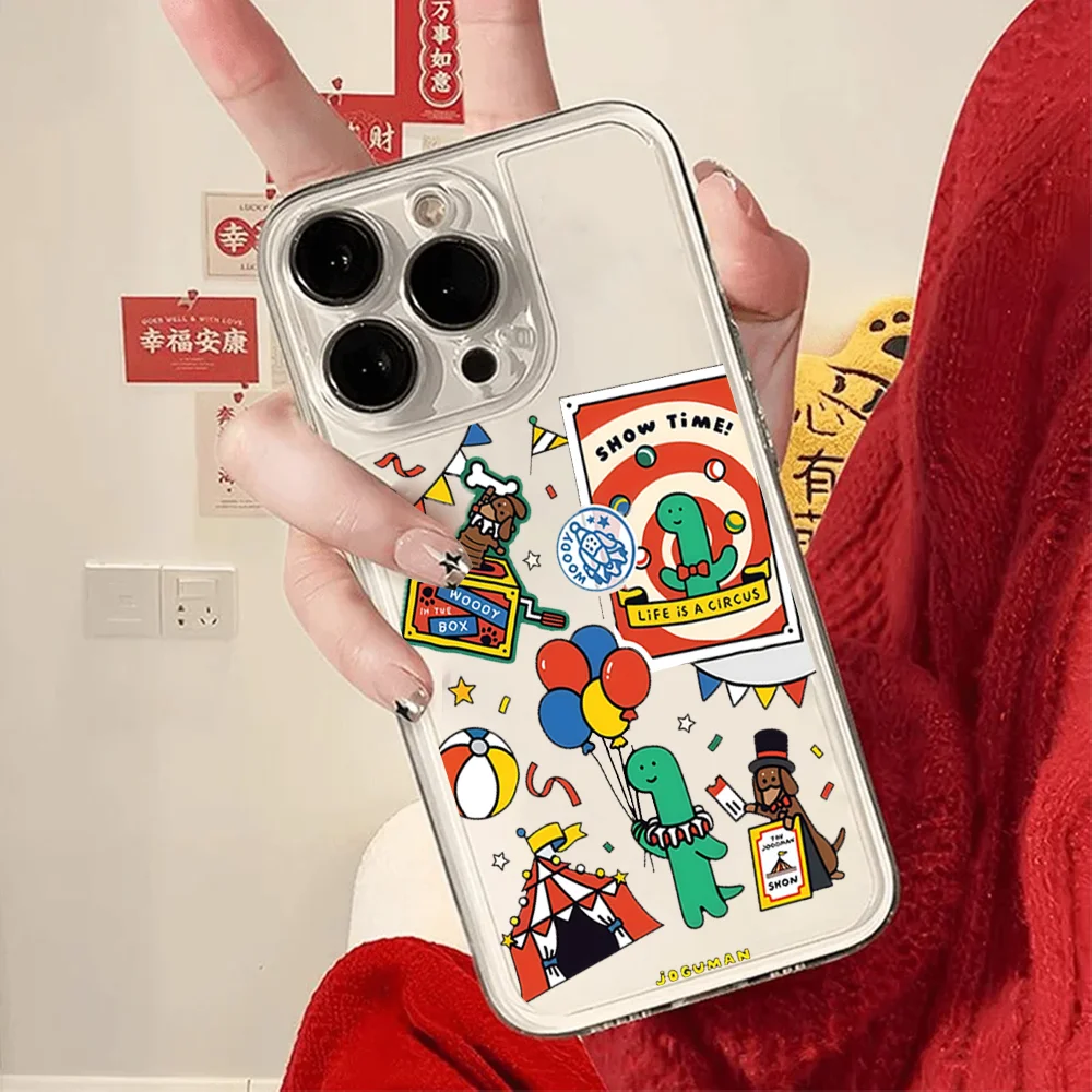 Dessin animé mignon Joguman coque de téléphone FUNDA pour iPhone 12 11 13 14 15 16 17MINI Max Pro Plus antichoc doux clair couverture arrière