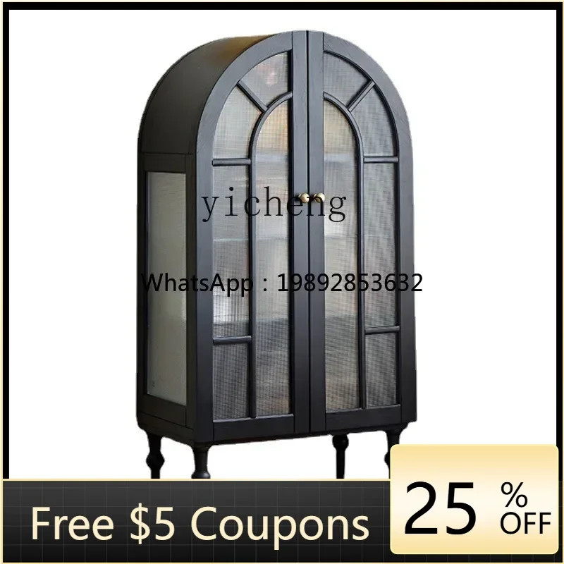 

U8 Retro Arched Solid Wood Bookcase TV Side Cabinet Storage American Living Room