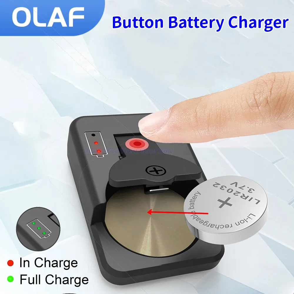 Olaf Type C Rechargeable Button Battery Charger for LIR1025/1220/1254/1620/1632/2016/2025/2032/2430/2450 USBC Coin Cells Charger