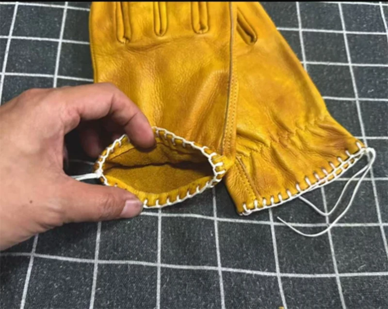 Retro Cowhide Genuine Real Leather Motorcycle Gloves Full Finger Race Riding Motocross Men Motorcycle Accessories