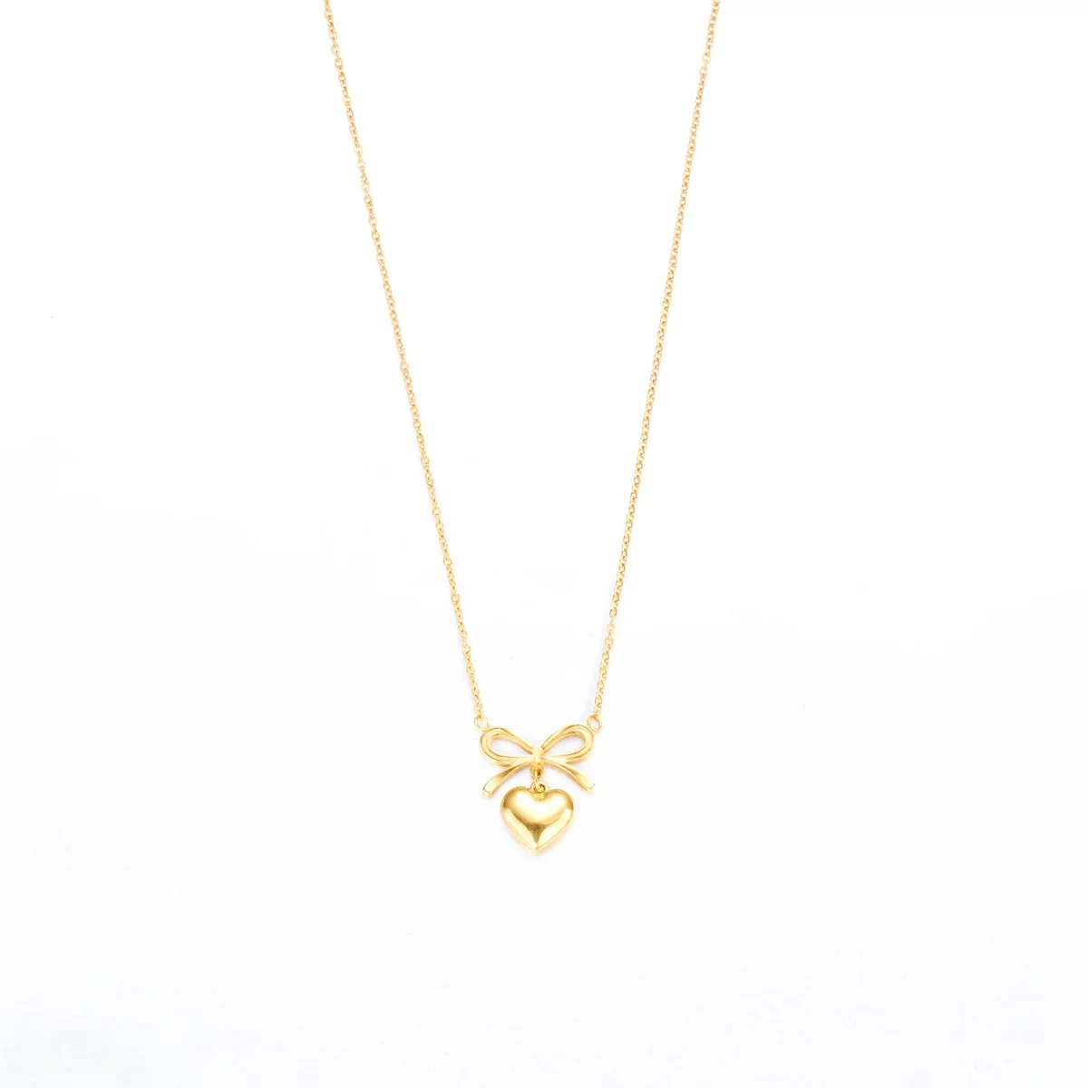 Edelstahl Glänzend Herz Bowknot Anhänger Halskette Für Frauen Männer Einfache Zierliche Metall Bogen Liebe Herz Halsband Hochzeit Schmuck