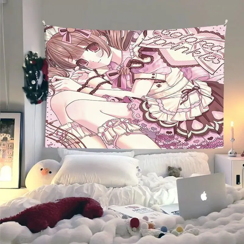 VIKAMA Rosa Haarbrille Mädchen Stern Wandteppich Anime Kawaii Niedlich Ästhetisch Raumdekoration Heimdeko Warm Gemütlich Weich Langlebig Geschenk für Innenräume – Detail 3