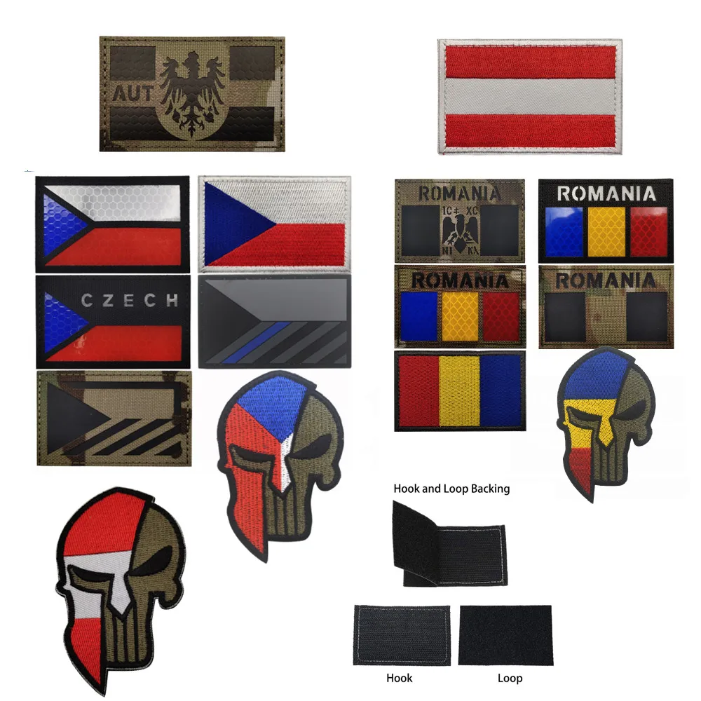 Parche reflectante banderas Checa Austria Rumanía – Brazalete militar