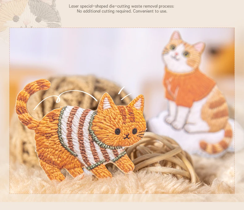 Niedliche Cartoon-Tier-Aufkleber Katze Hund Kawaii Junk Journal Scrapbooking Hobby Bastelbedarf Schneideform Aufkleber Schreibwaren – Detail 5