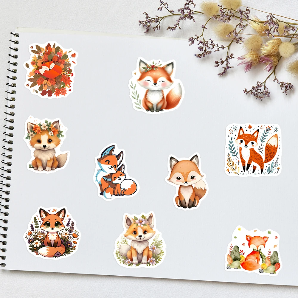 Aesthetics Fox Firefox Stickers Art Animal DIY Gift Toys Waterproof Decal for Laptop Scrapbook Notebook Phone Bottles Decorative