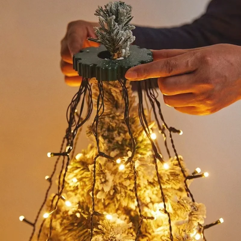 Tree Topper Waterfall String Lights USB, Low Voltage Colorful LED, for Indoor Christmas Holiday Home Garden Party Decorations