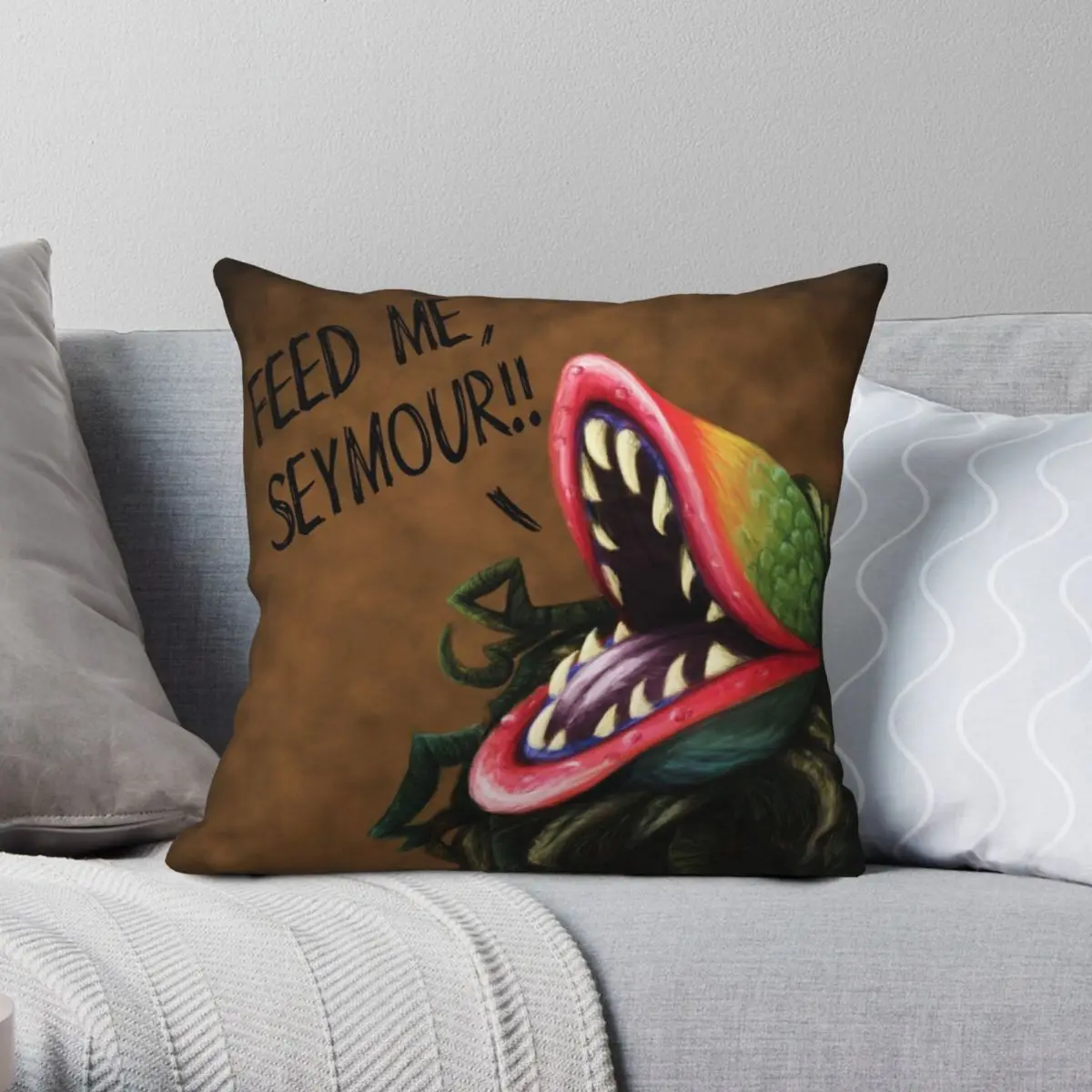 

Little Shop of Horrors Feed Me Seymour Pillowcase Polyester Linen Velvet Creative Zip Decorative Pillow Case Sofa Cushion Cover