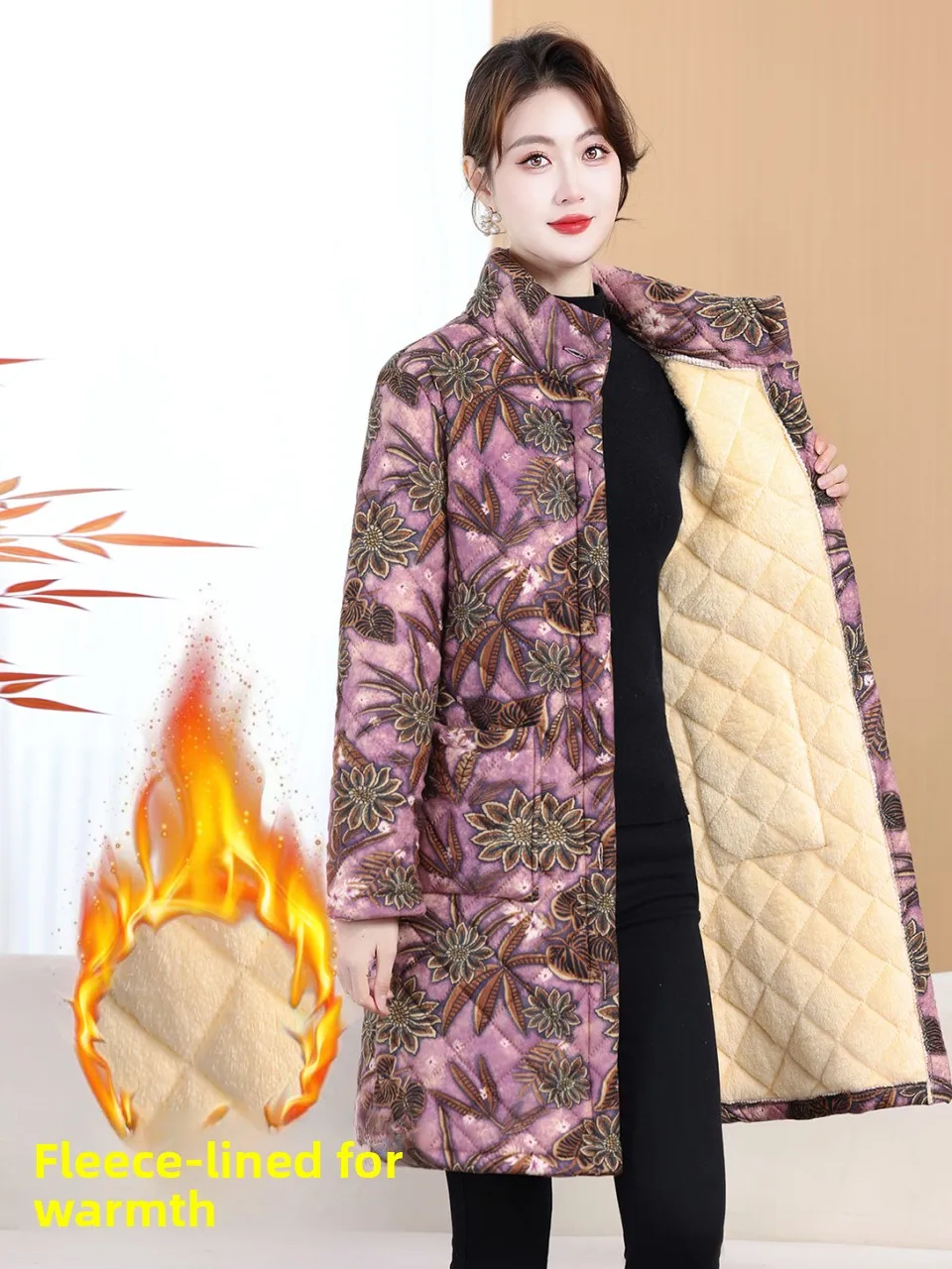 

Зимнее утепленное хлопковое пальто 6XL с флисовой подкладкой, длинное, с принтом, свободного кроя, с воротником-стойкой, теплое, больших размеров, верхняя одежда для мам