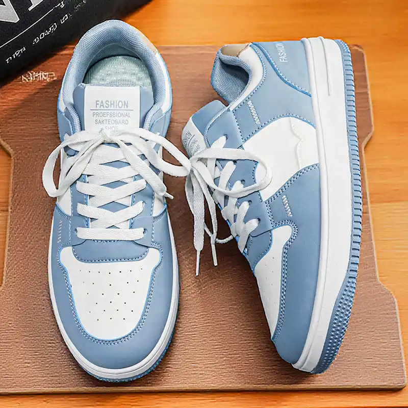 Breathable Lightweight PU Lace-Up Casual Sneakers Non-Slip Comfortable Sporty Shoes for Outdoor Walking Running Daily