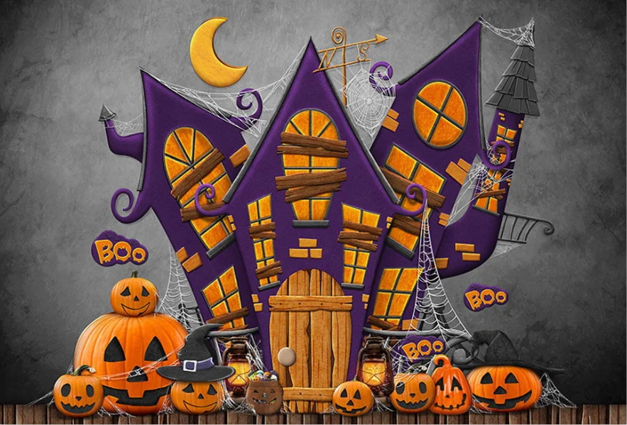 Happy Halloween Party Photocall Backdrop Horror Night Scary Pumpkin Moon Forest Castle Children Portrait Photography Background