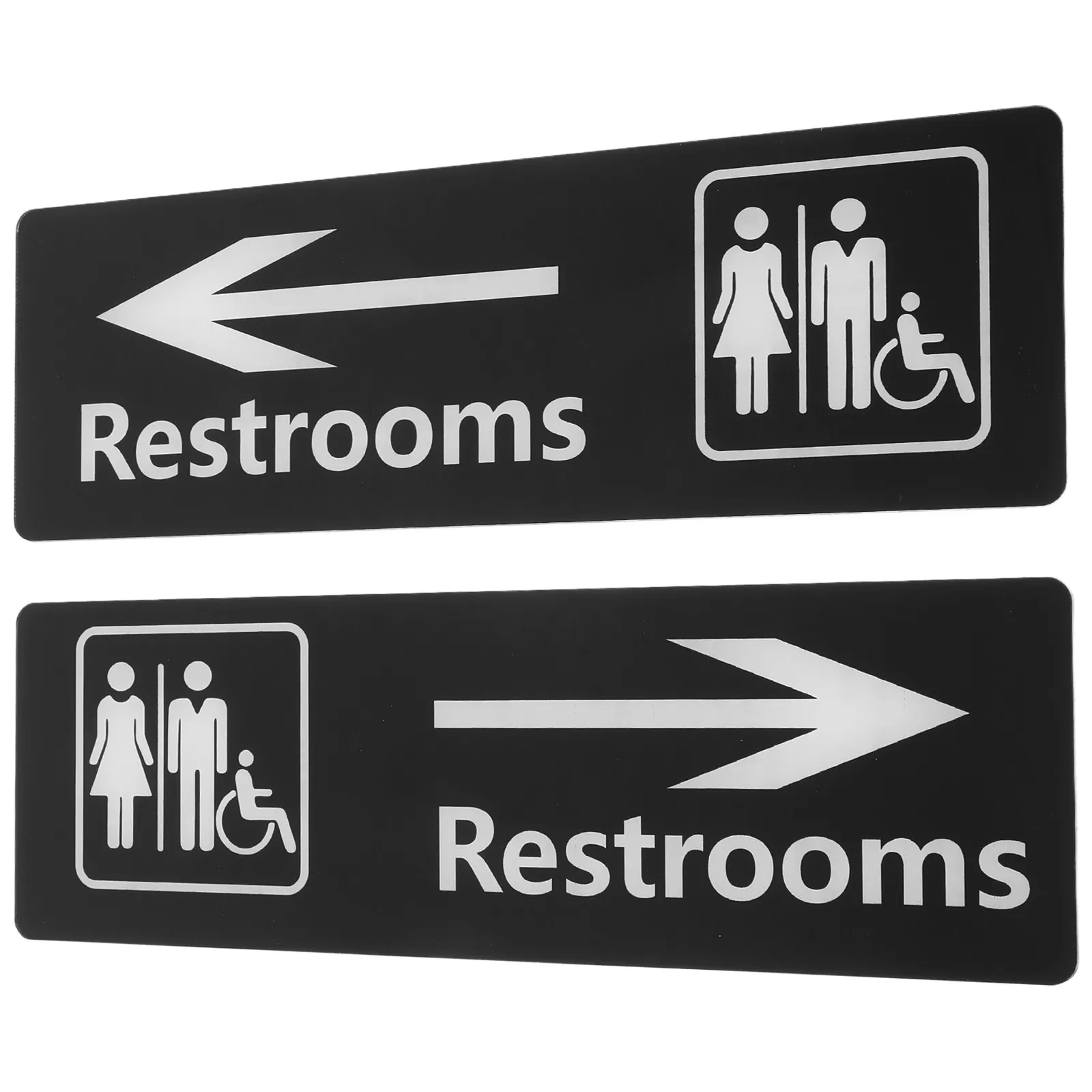 2pcs Double Sided Bathroom Sign Acrylic Arrow Signs Restroom Signs With Left Right Plaque For Man Women Unisex Wheelchair Symbol