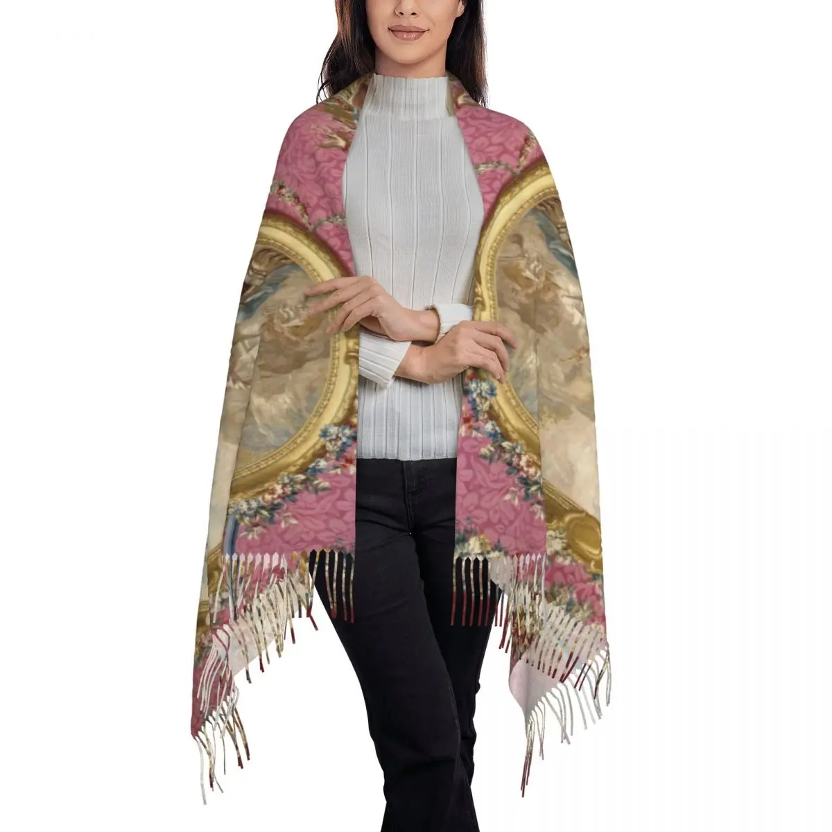 

Fashion Venus Aux Forges Tassel Scarf Women Winter Warm Shawls Wraps Lady Boucher Rococo Renaissance Scarves