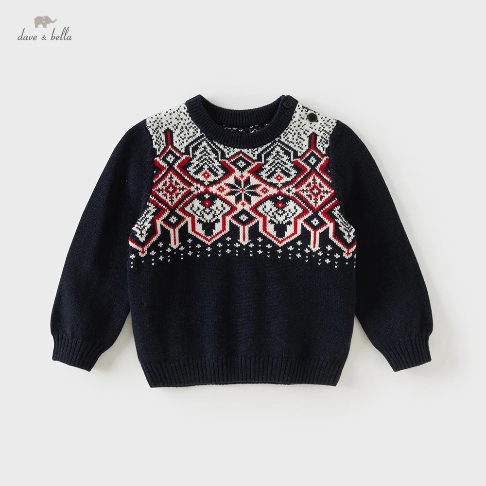 

Свитер для мальчиков Dave Bella, осенне-зимний детский хлопковый вязаный топ, детский пуловер с длинными рукавами, теплая детская повседневная одежда DB4253376